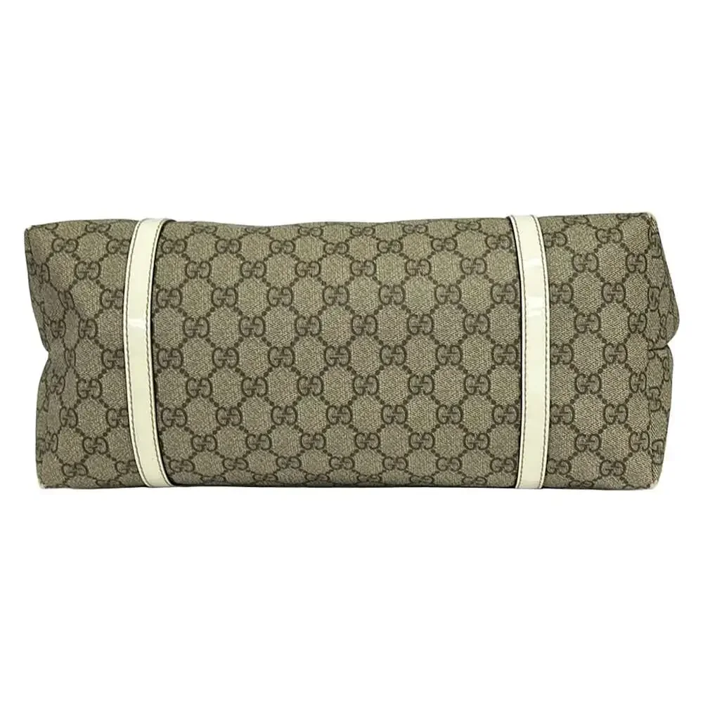 Gucci GG Plus/GG Supreme Tote Bag 197953 Beige Dark Brown Cream PVC Patent